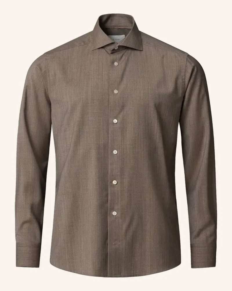 Eton Hemd Merinowolle Supima 120 Slim fit Beige