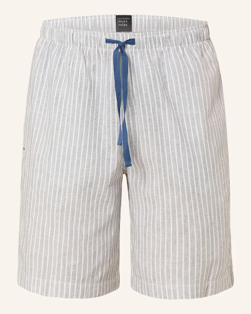 Schiesser Schlafshorts Mix+Relax Mit Leinen blau Blaugrau