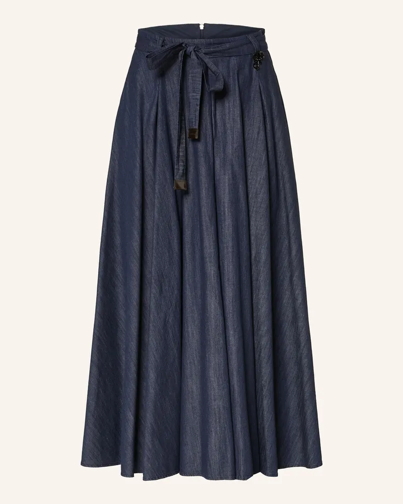 Max Mara Rock AMANDA in Jeansoptik mit Schmuckperlen Dunkelblau