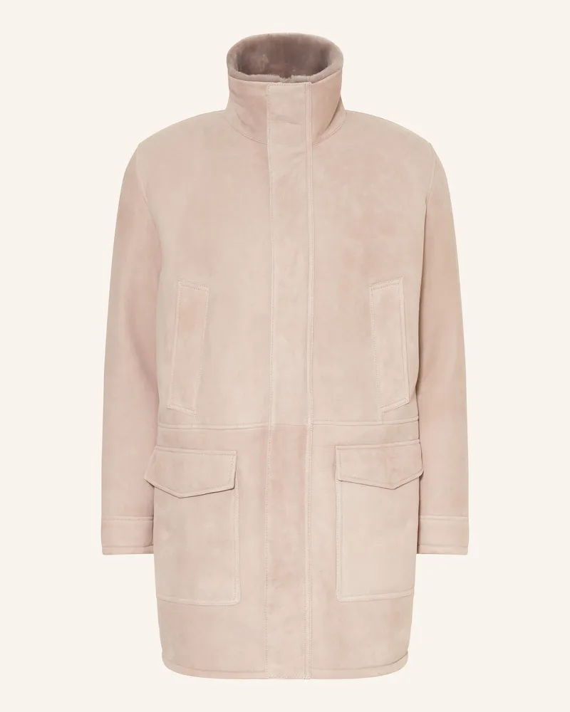 Arma Ledermantel MANO mit Lammfell Taupe