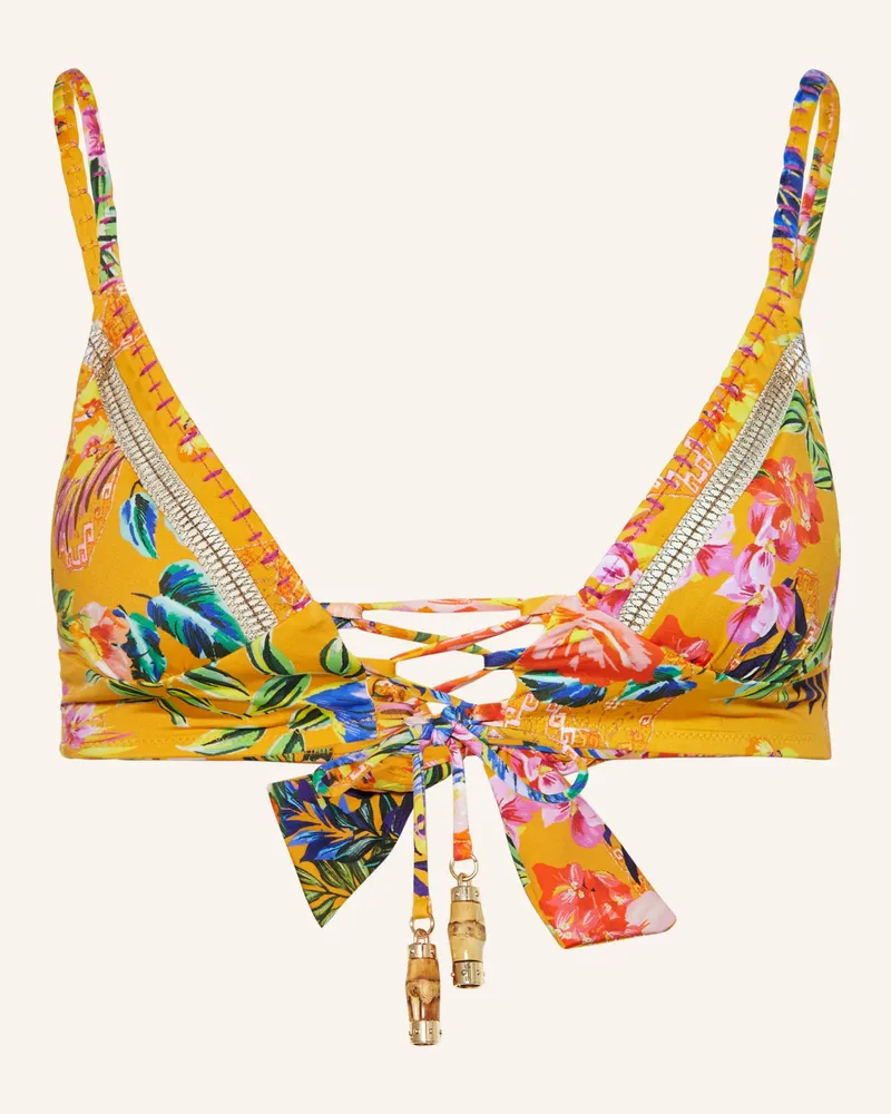 watercult Bralette-Bikini-Top SUNSET FLORALS Dunkelgelb