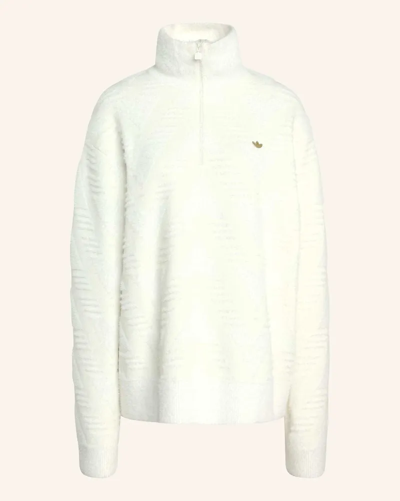 adidas Strickpullover Mit Reissverschluss Bis Zur Brust weiss Weiss