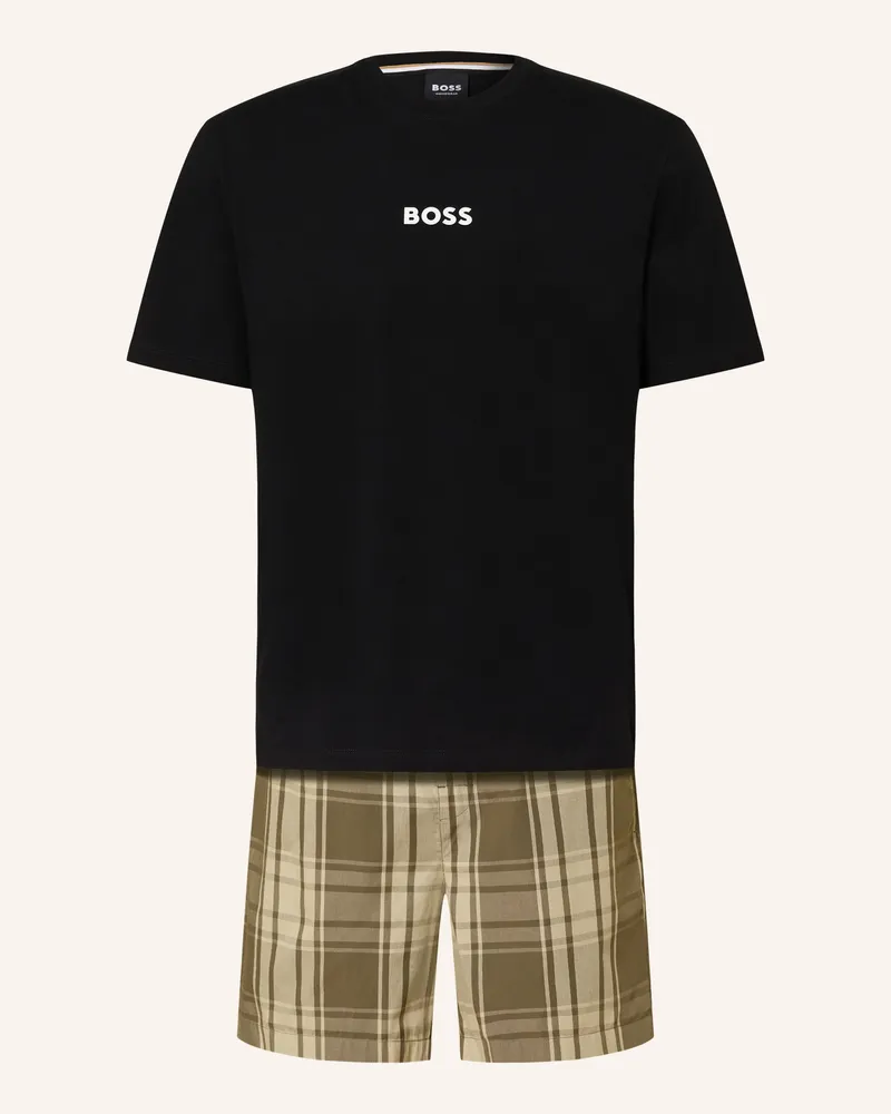 HUGO BOSS Shorty-Schlafanzug Easy Short Mit Geschenkbox gruen Khaki