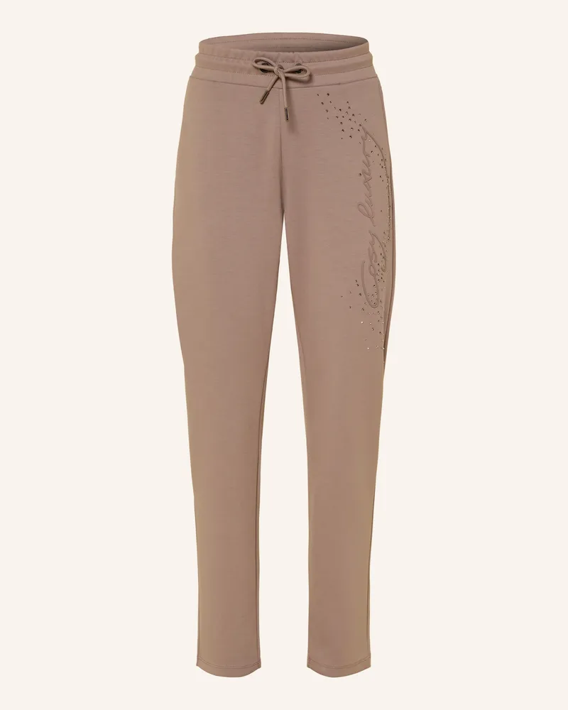 monari Jerseyhose Mit Schmucksteinen beige Taupe