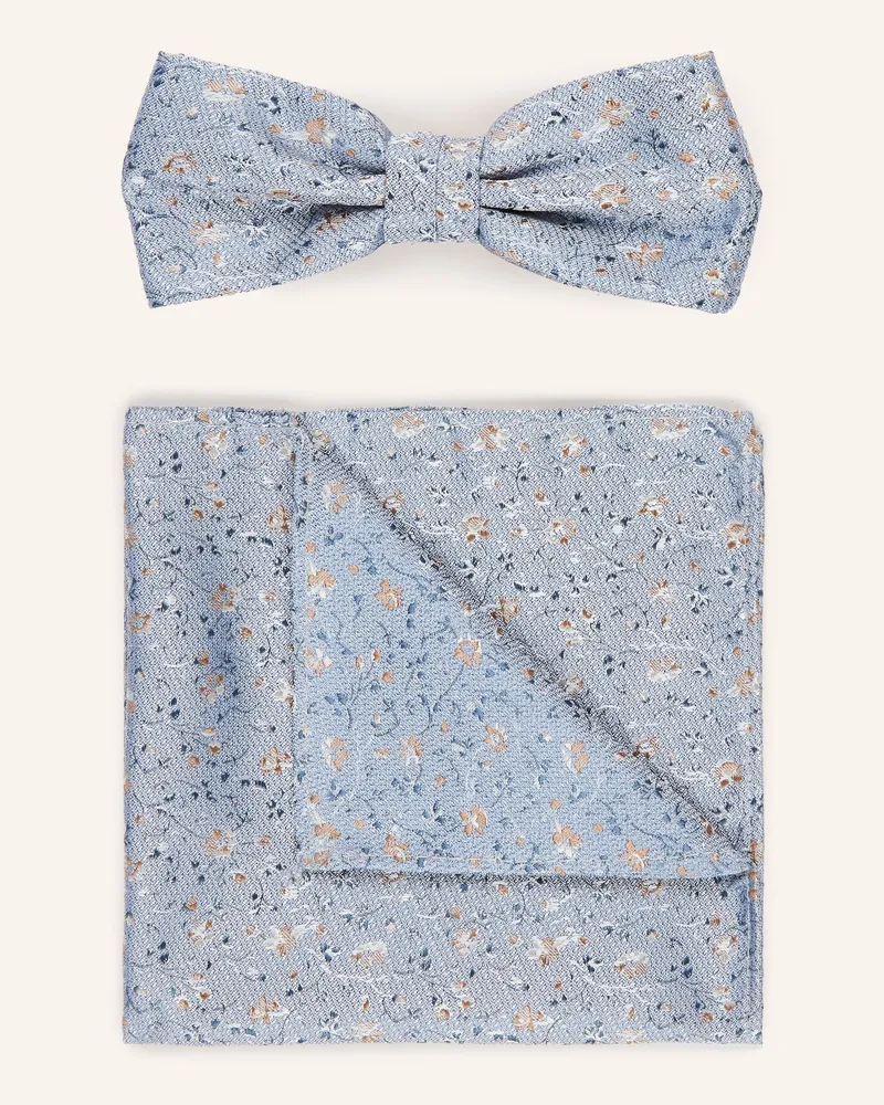 Roy Robson Set: Fliege Und Einstecktuch blau Hellblau