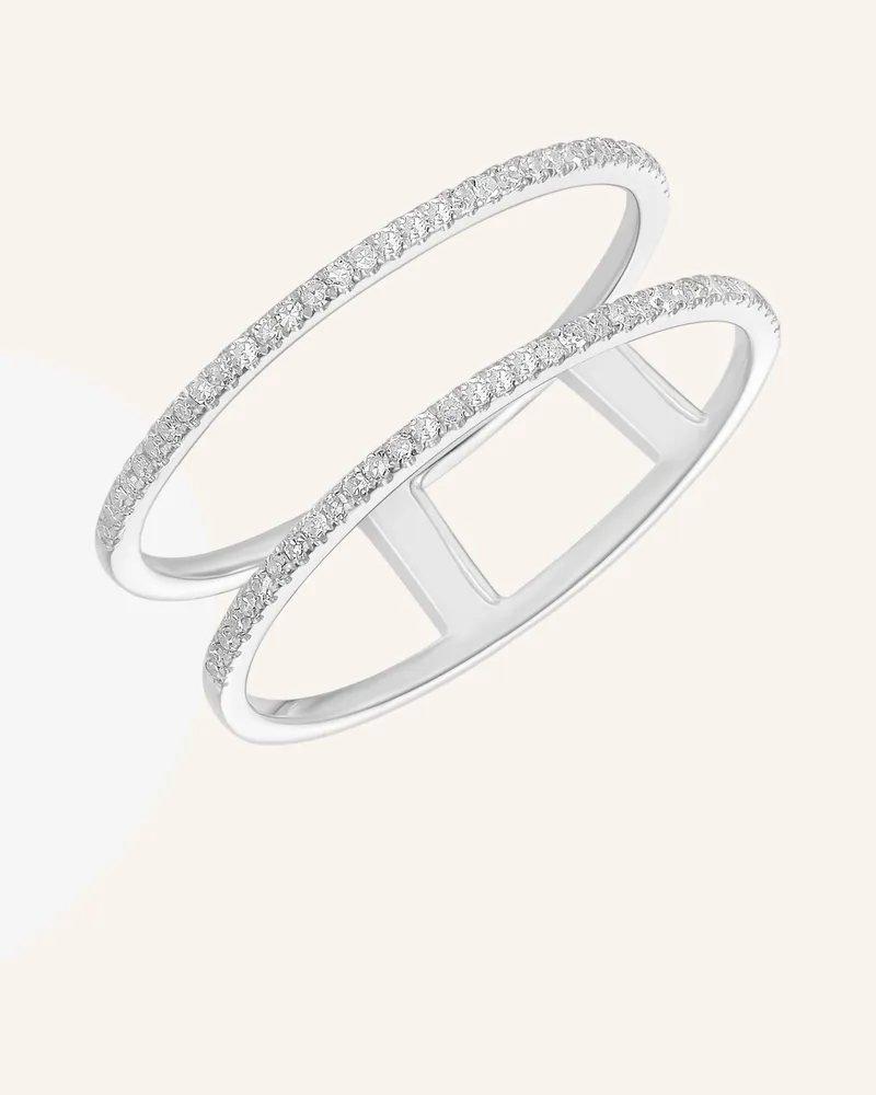 Leaf Ring Double Aus 18 Karat Weißgold Mit Diamanten silber Weissgold