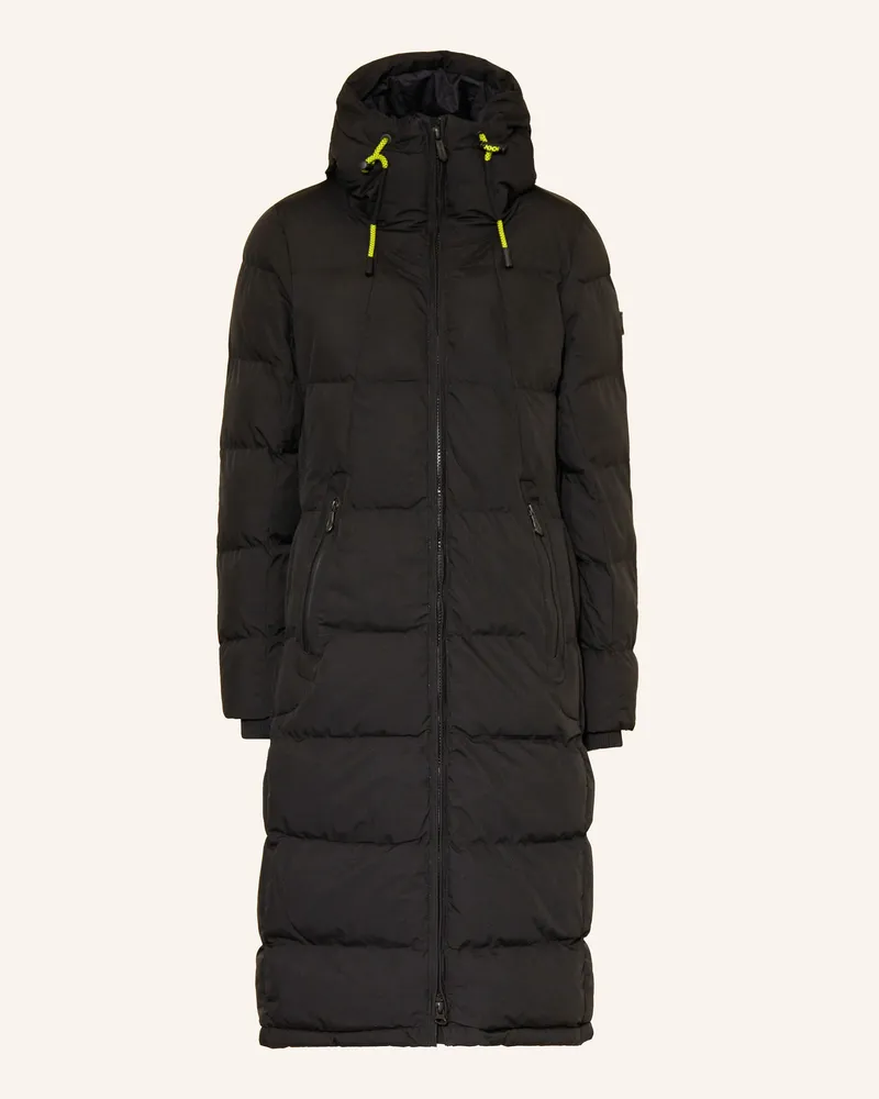 Wellensteyn Steppmantel RAFFLE LONG LADY mit abnehmbarem Kunstfell Schwarz