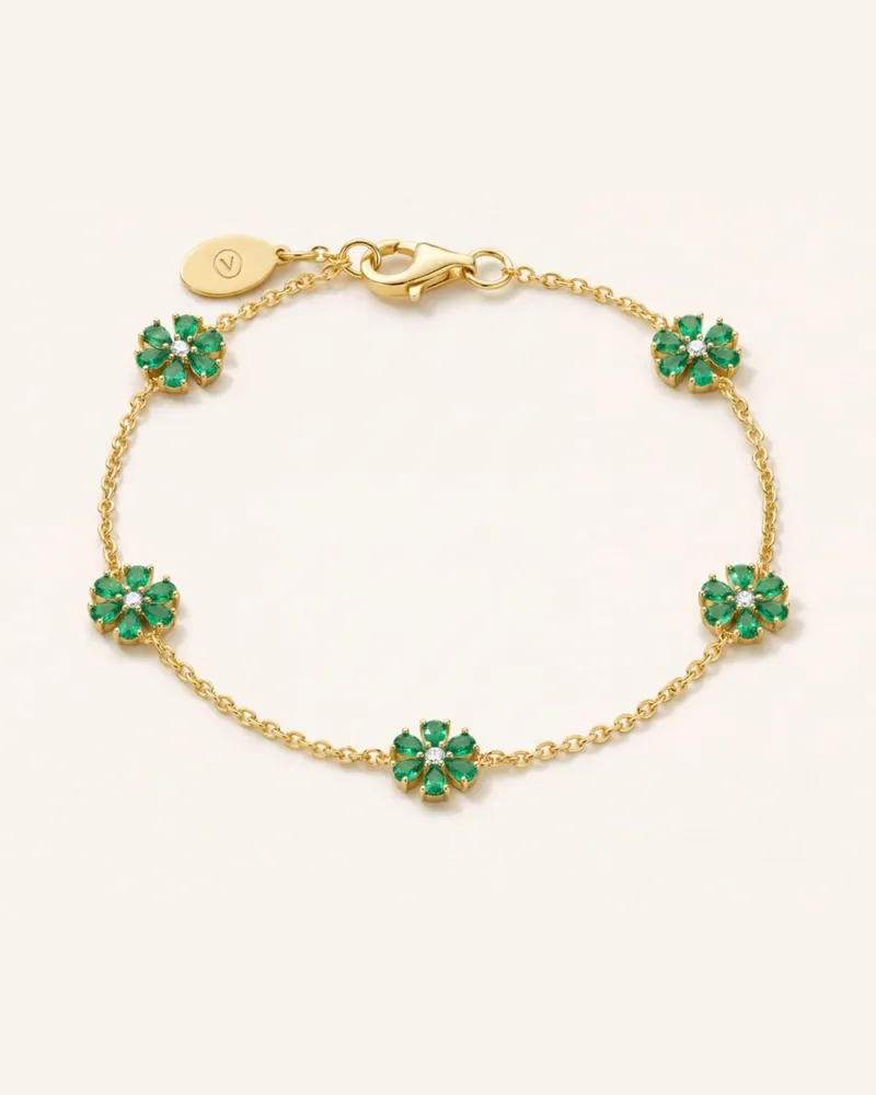 VEYNOU Armband Full Bloom Aus 14 Karat Gelbgold Und 1,55ct. Smaragde Und 0,17ct. Lab-Grown Diamanten gold Gold