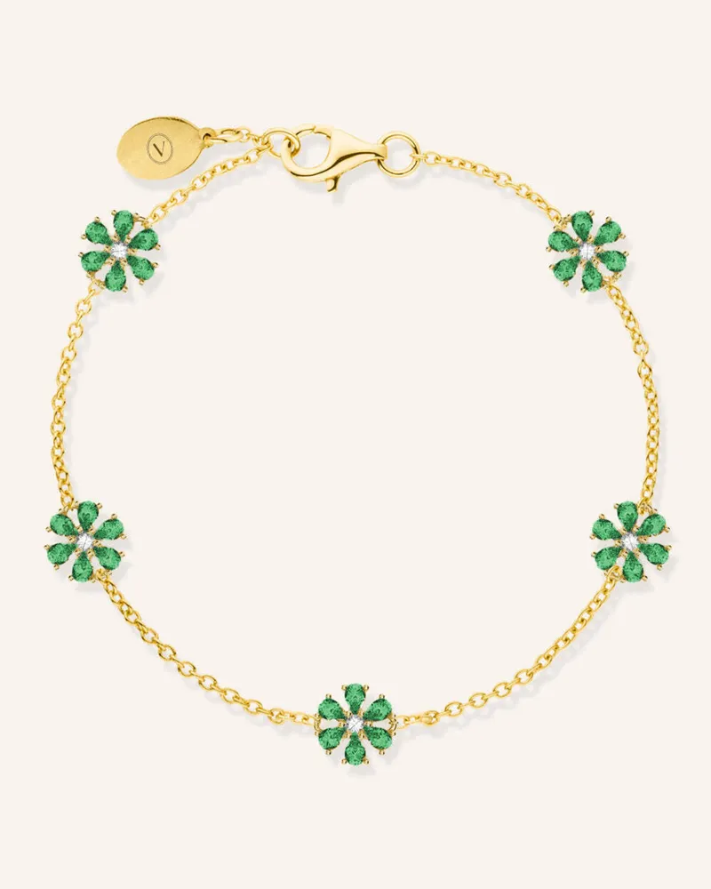 VEYNOU Armband Full Bloom Aus 14 Karat Gelbgold Und 1,55ct. Smaragde Und 0,17ct. Lab-Grown Diamanten gold Gold