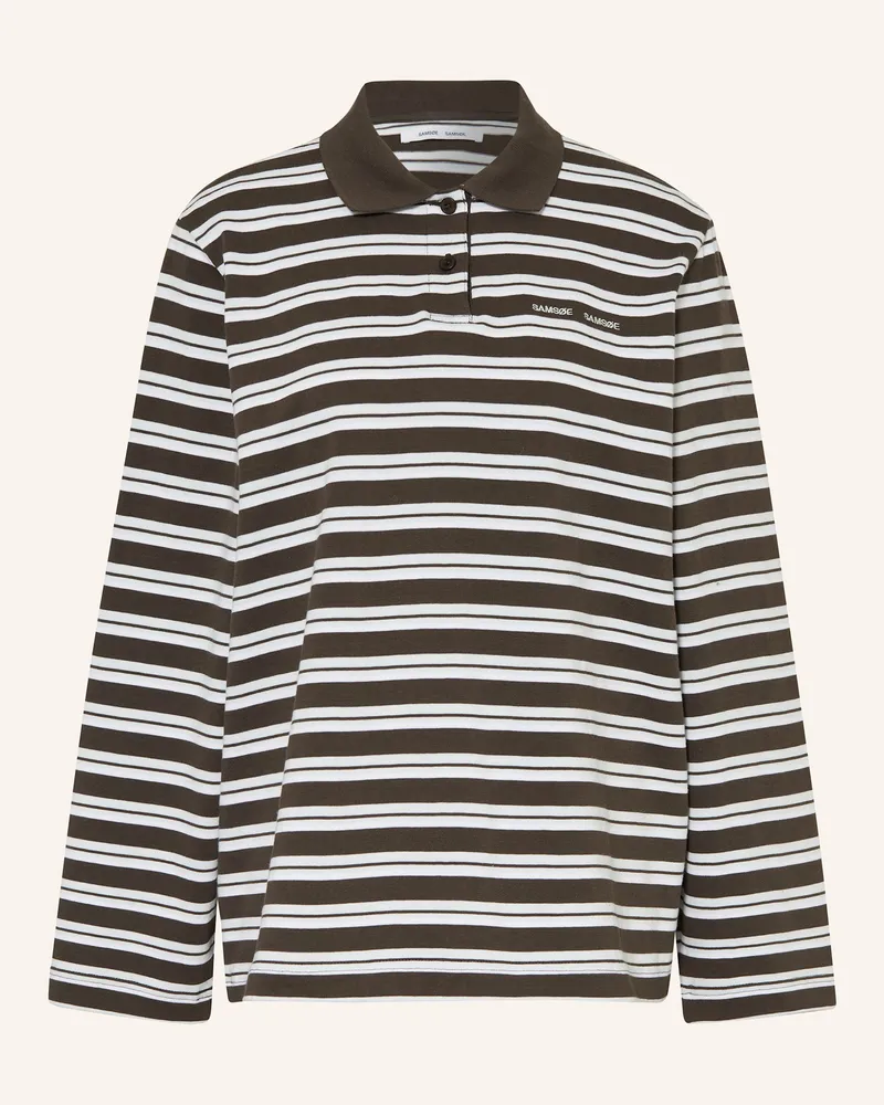 Samsøe & Samsøe Jersey-Poloshirt SADOVER Dunkelbraun