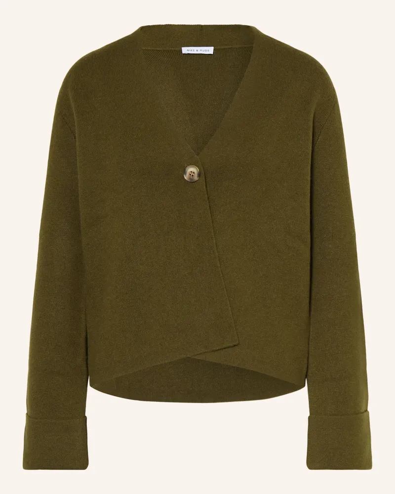 Mrs & HUGS Strickjacke Mit Cashmere gruen Khaki