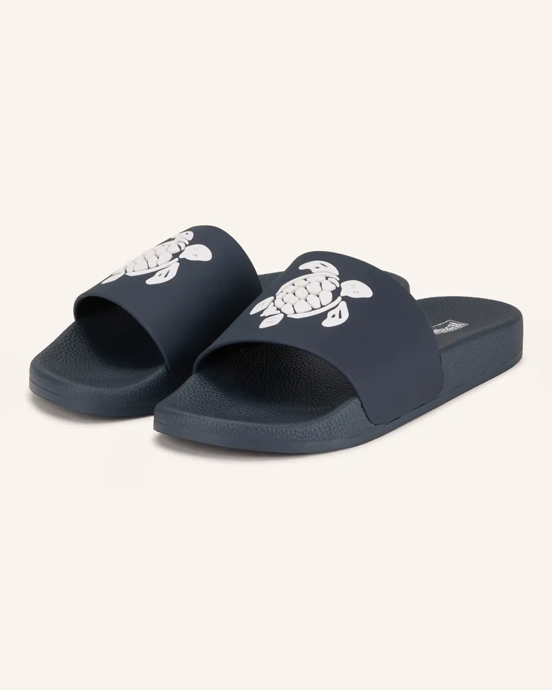 Vilebrequin Pantoletten Turtle Beach blau Dunkelblau