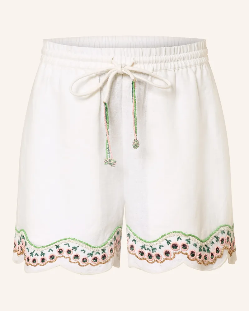 ottod’Ame Leinenshorts mit Schmucksteinen Weiss