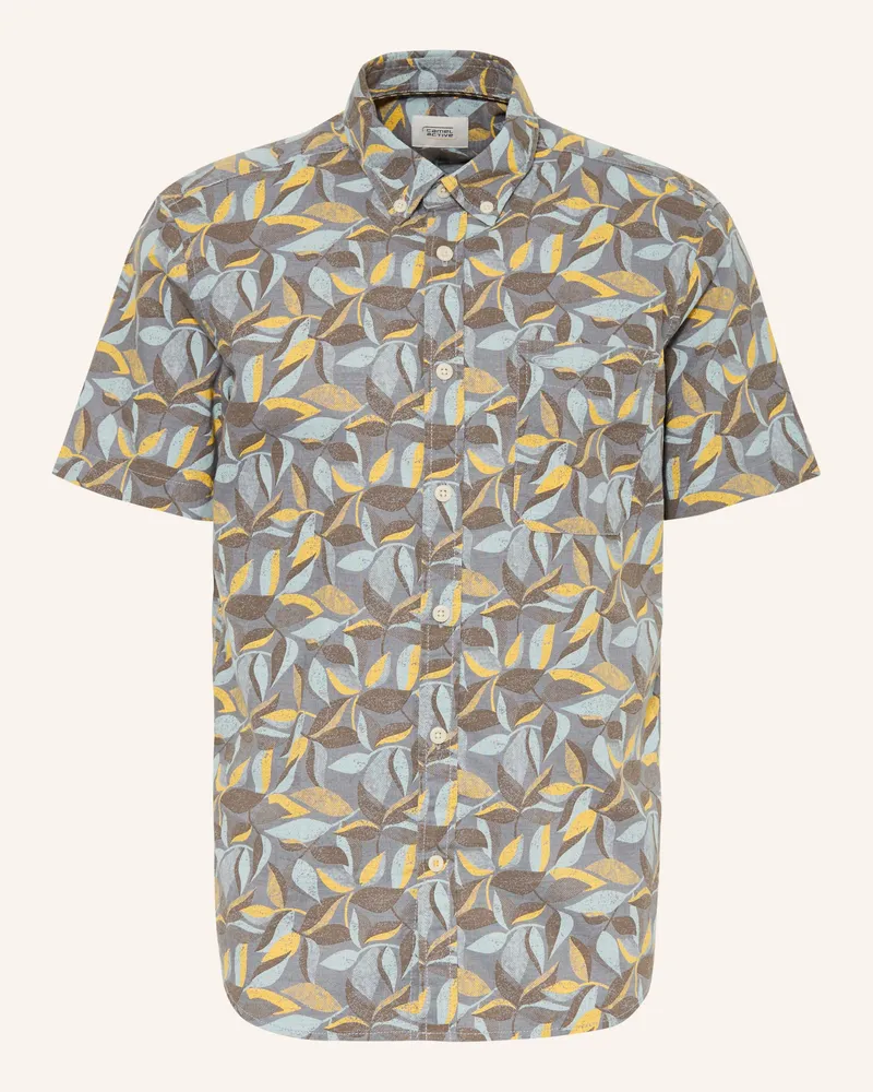 Camel Active Kurzarm-Hemd Regular Fit gelb Dunkelblau