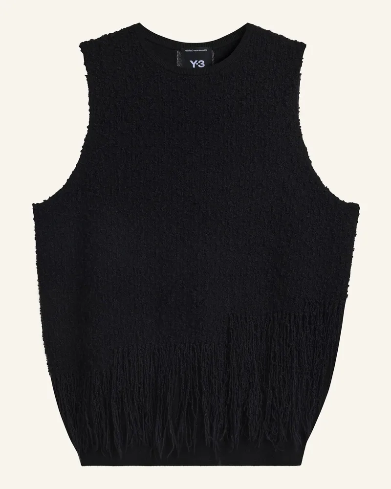 Y-3 Y-3 3-Streifen Pullunder, Strickmaterial, Fransen schwarz Schwarz