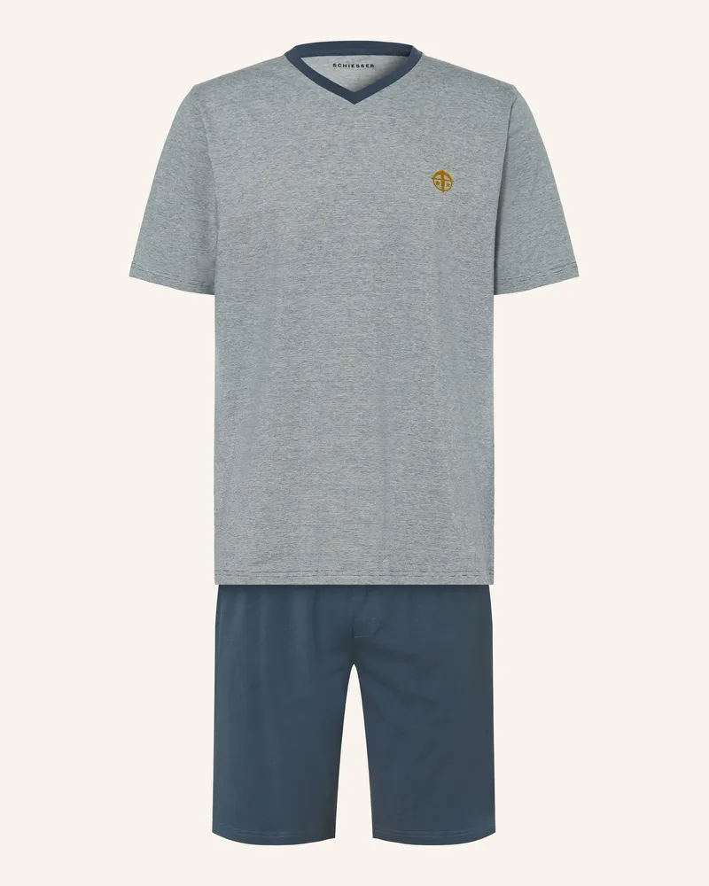 Schiesser Shorty-Schlafanzug 95/5 blau Dunkelblau