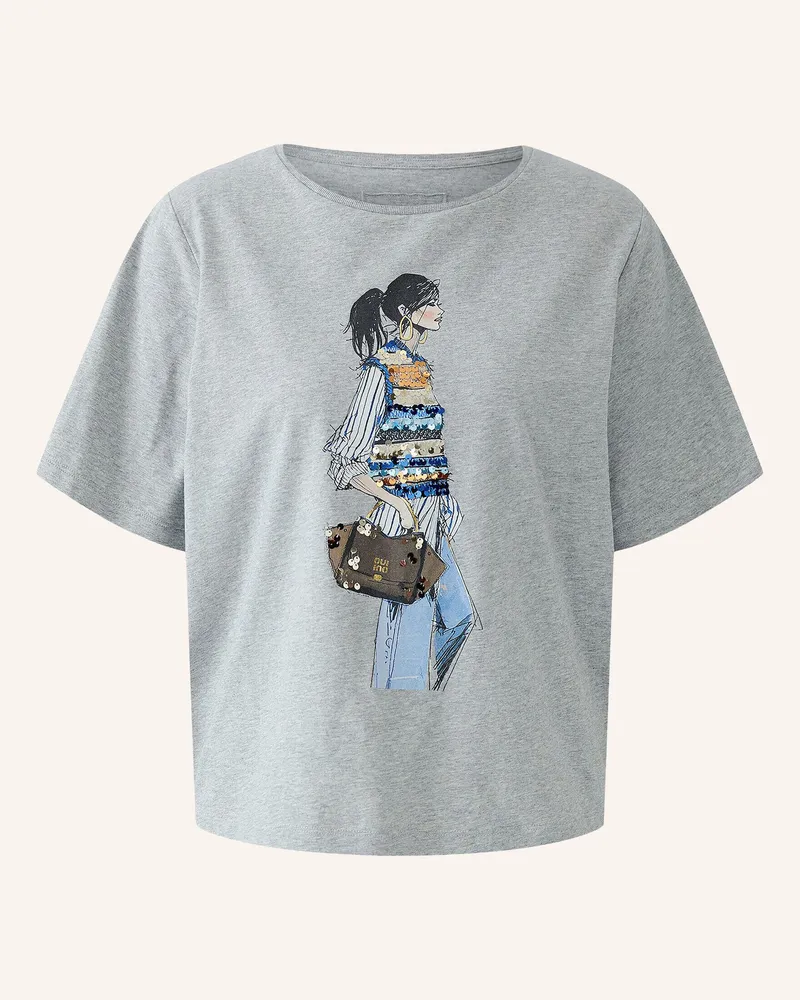 Oui  T-Shirt Mit Pailletten grau Grau