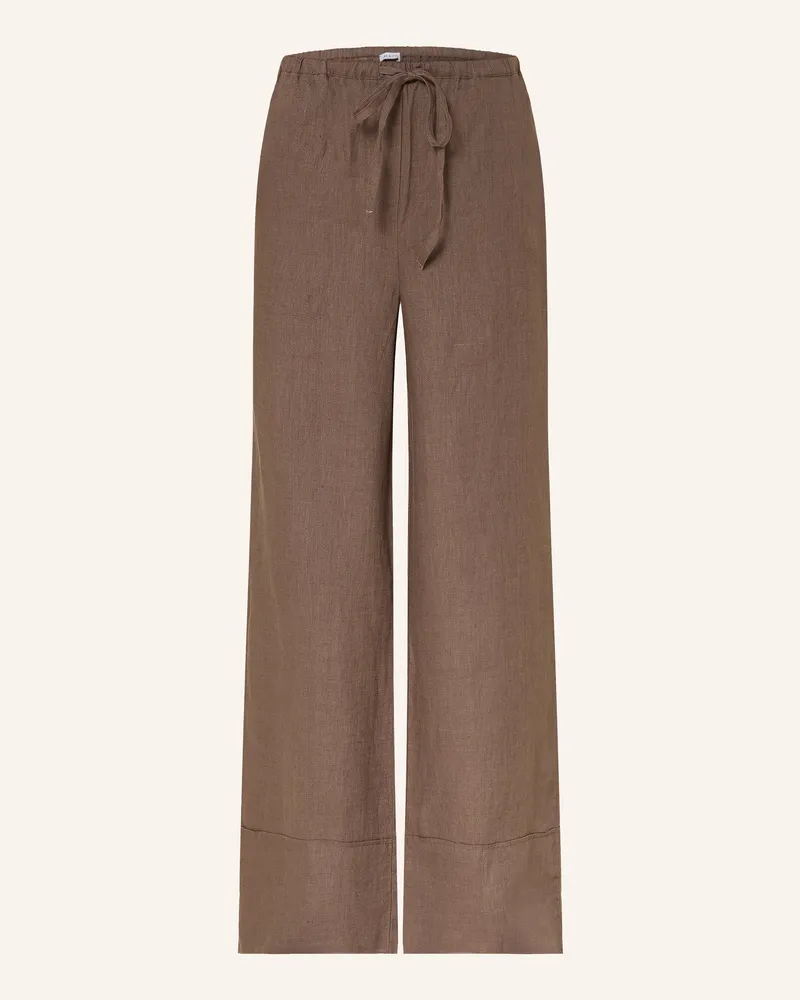 Mrs & HUGS Marlenehose Aus Leinen beige Dunkelbraun