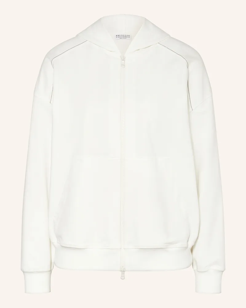 Brunello Cucinelli Sweatjacke mit Schmucksteinen Weiss