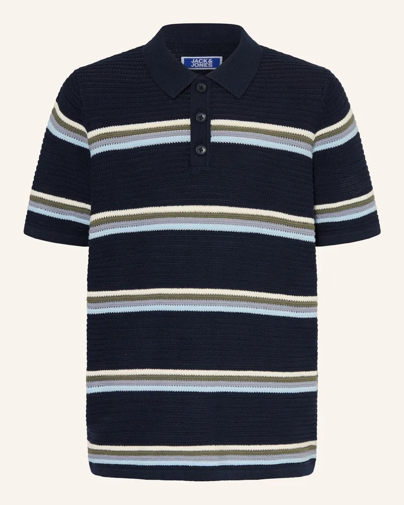 Jack & Jones Strick-Poloshirt blau Dunkelblau