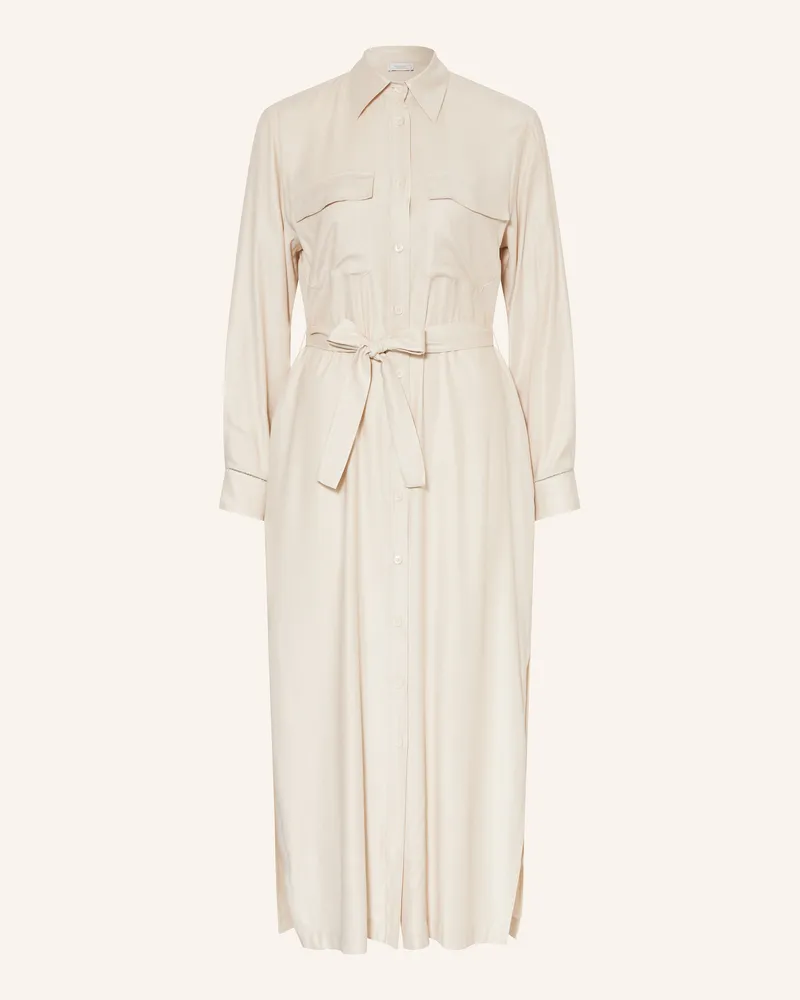 Peserico Hemdblusenkleid mit Schmucksteinen Beige
