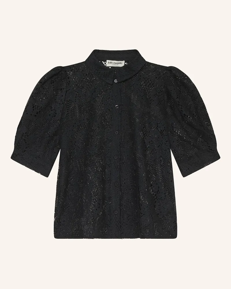 Lollys Laundry Spitzenbluse BONOLL mit 3/4-Arm Schwarz