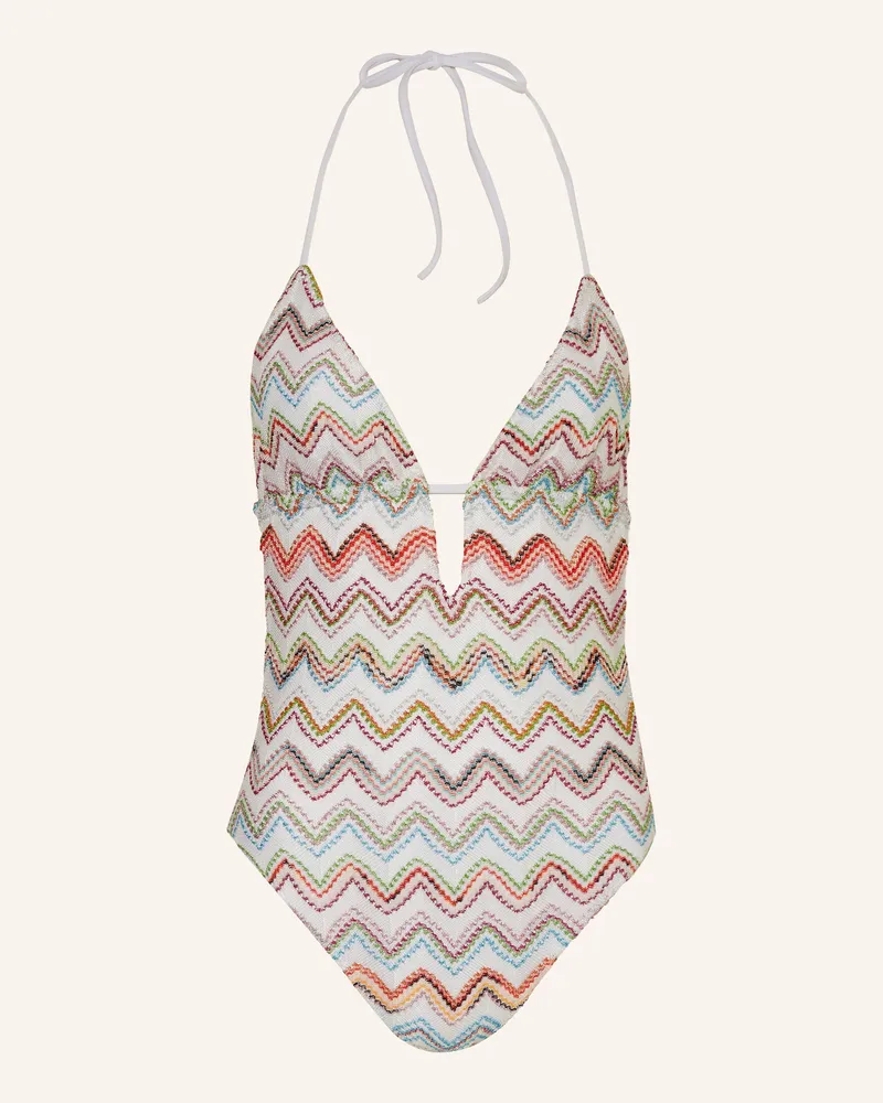 Missoni Neckholder-Badeanzug mit Glitzergarn Weiss