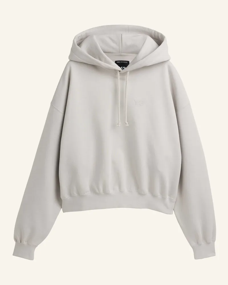 Y-3 Y-3 Angerautes Terry Boxy Hoodie Kapuzenjacke weiss Grau