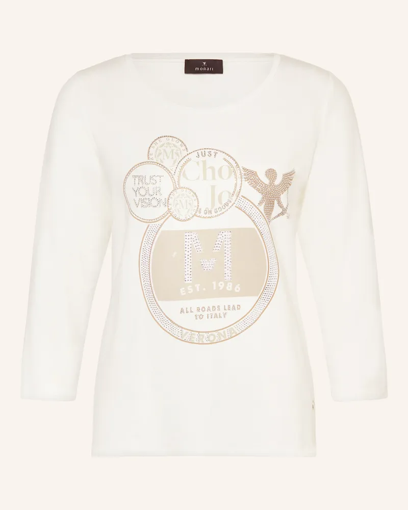monari Shirt mit 3/4-Arm und Schmucksteinen Ecru