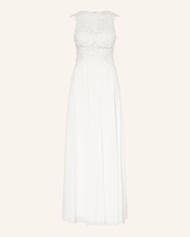 Apart Abendkleid mit Spitze und Schmucksteinen Weiss