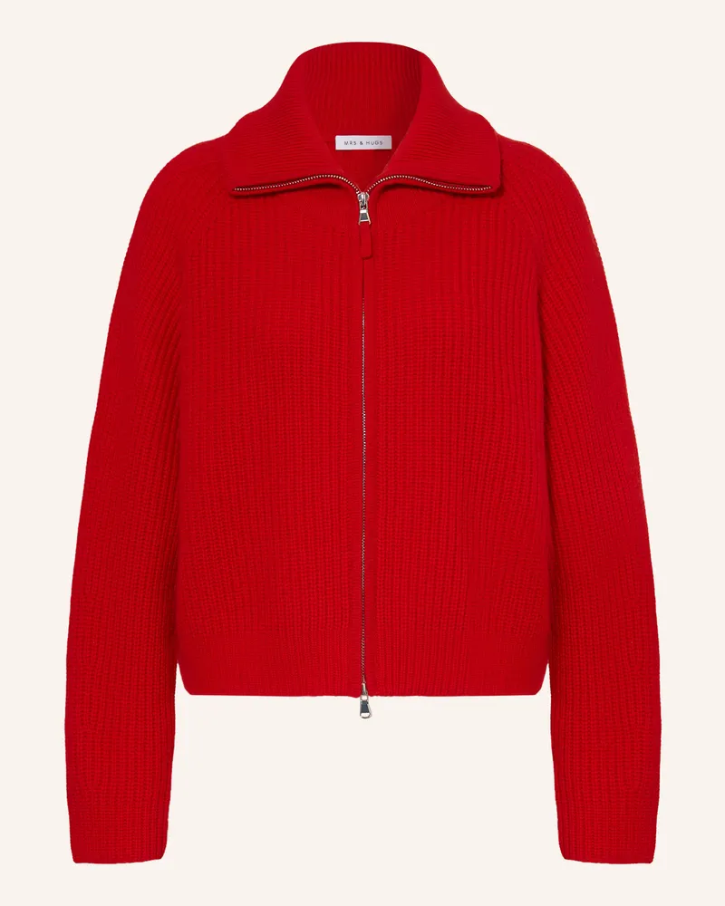 Mrs & HUGS Strickjacke Mit Cashmere gruen Rot