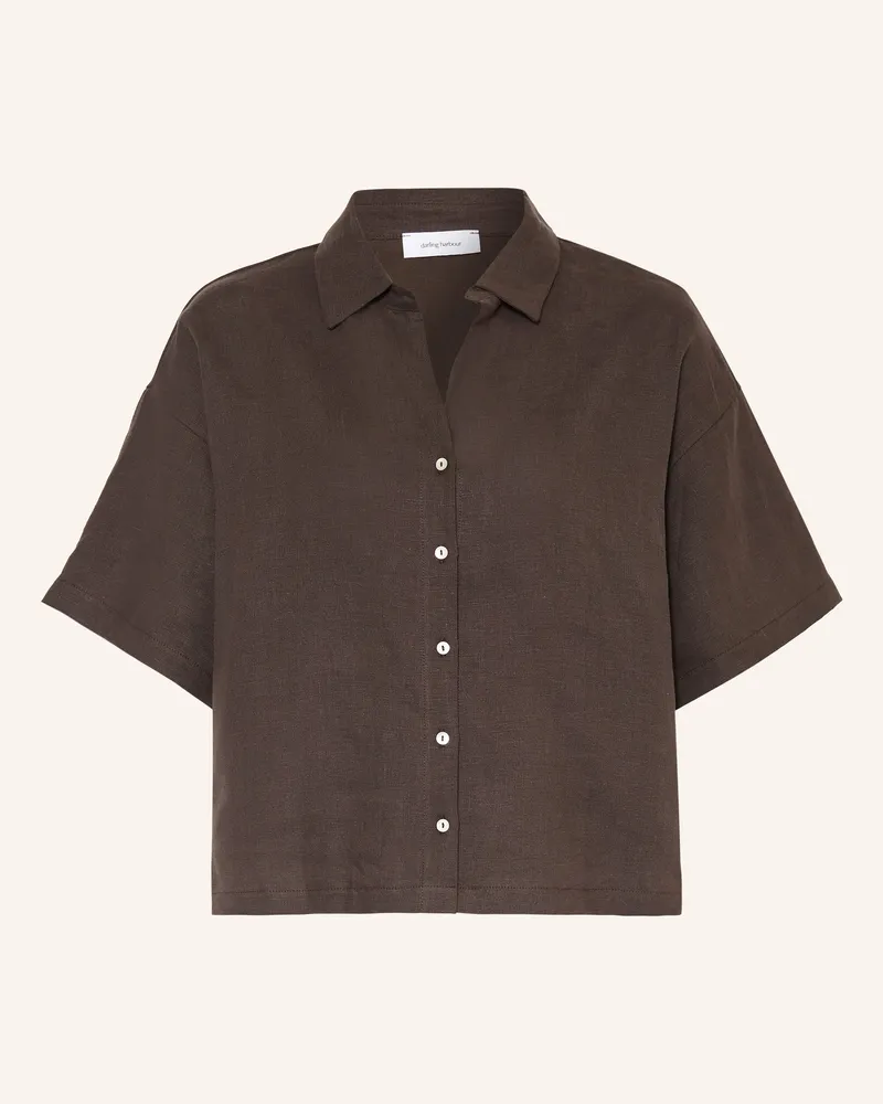 Darling Harbour Hemdbluse Im Materialmix Mit Leinen braun Chocolate
