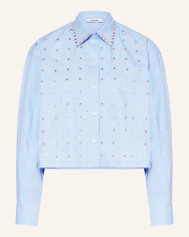 Sandro Hemdbluse mit Schmucksteinen Hellblau