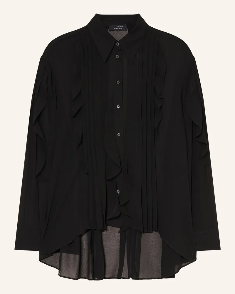 AllSaints Hemdbluse Minna Mit Plissees Und Volants schwarz Schwarz