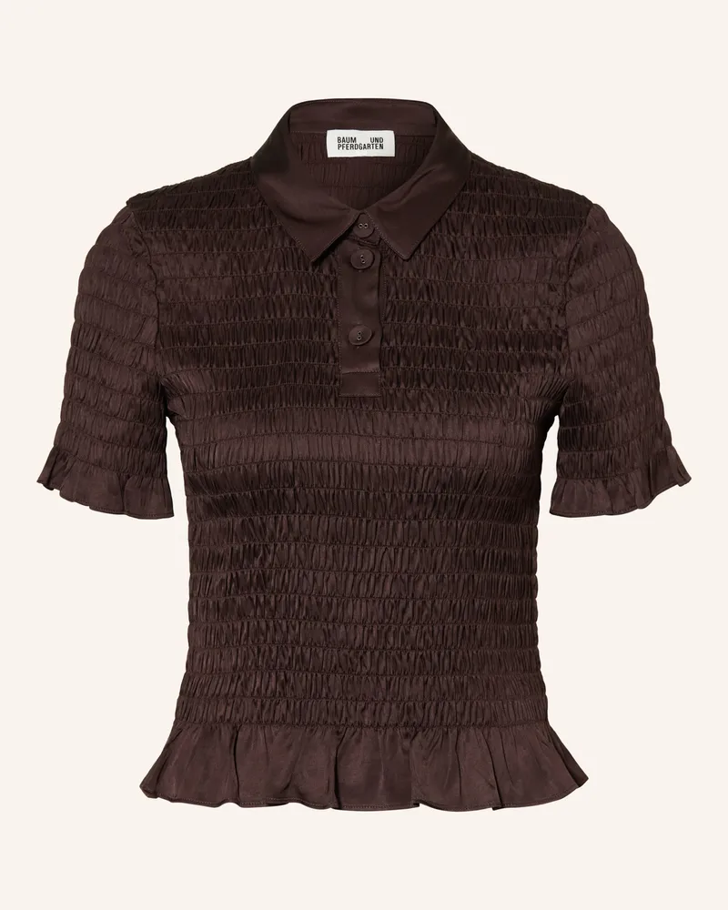 Baum und Pferdgarten Satin-Poloshirt Myka Mit Rüschen braun Dunkelbraun