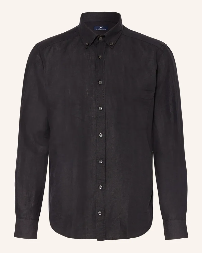 Strokesman's Hemd Regular Fit Mit Leinen schwarz Schwarz