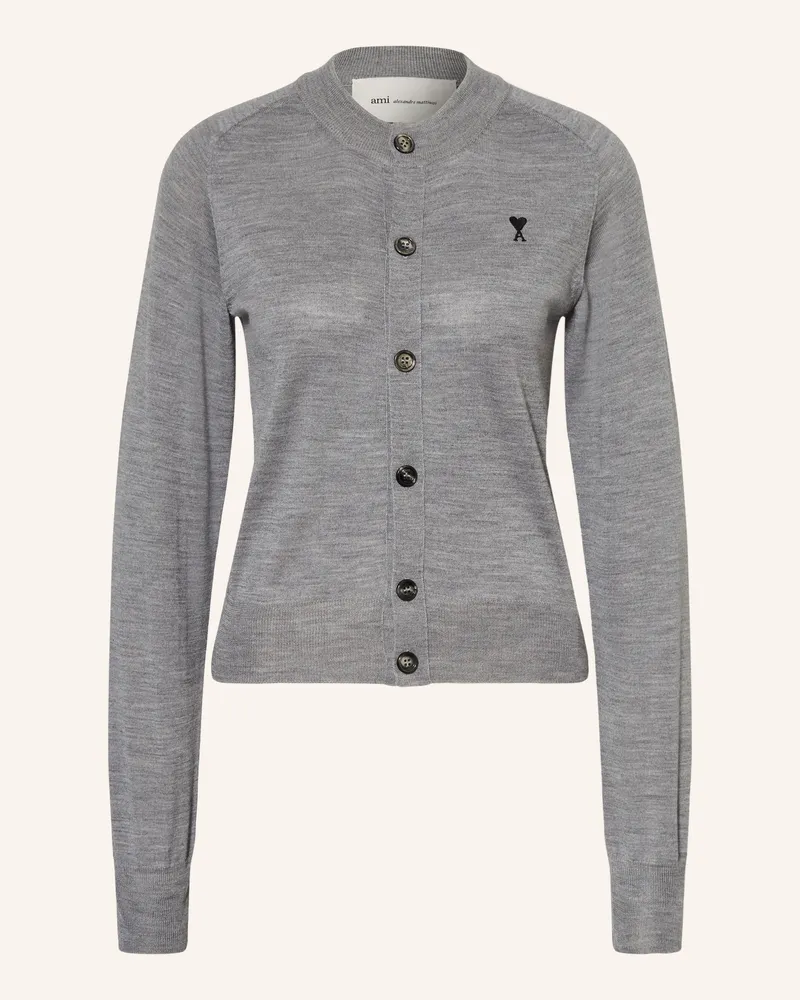 AMI Paris Strickjacke Aus Merinowolle grau Grau