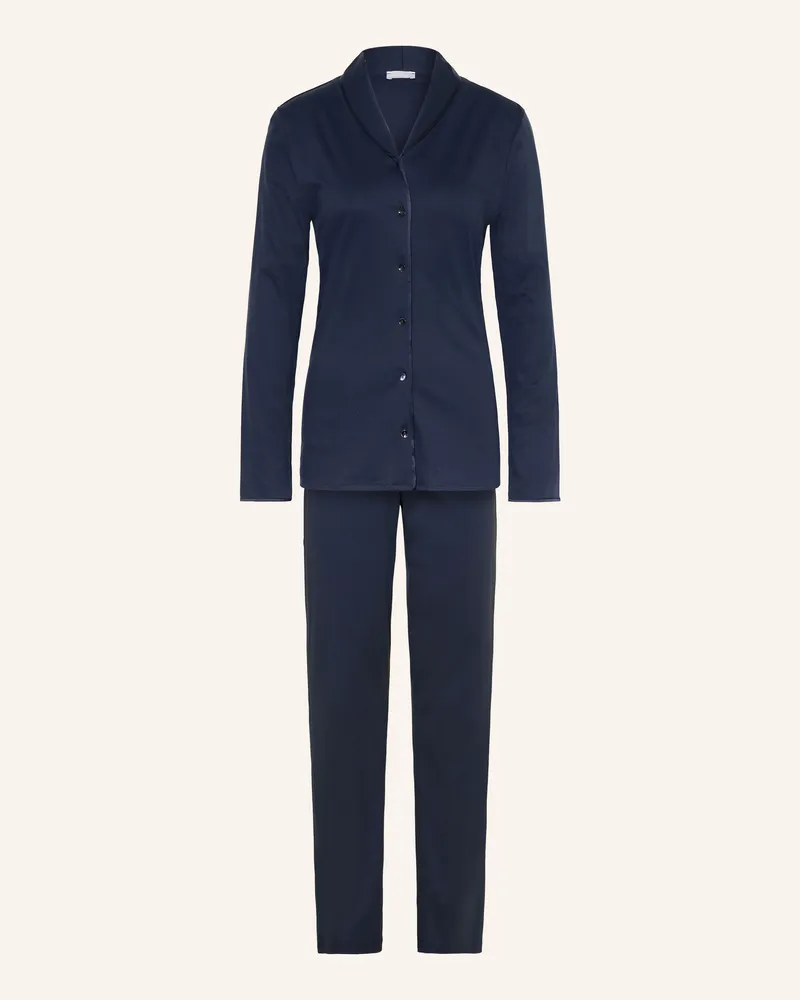 Hanro Schlafanzug Cotton Silk blau Dunkelblau