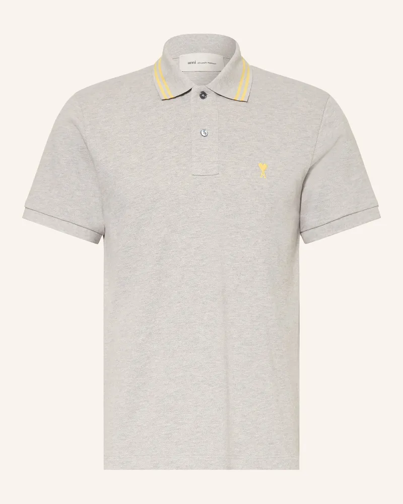 AMI Paris Piqué-Poloshirt grau Hellgrau