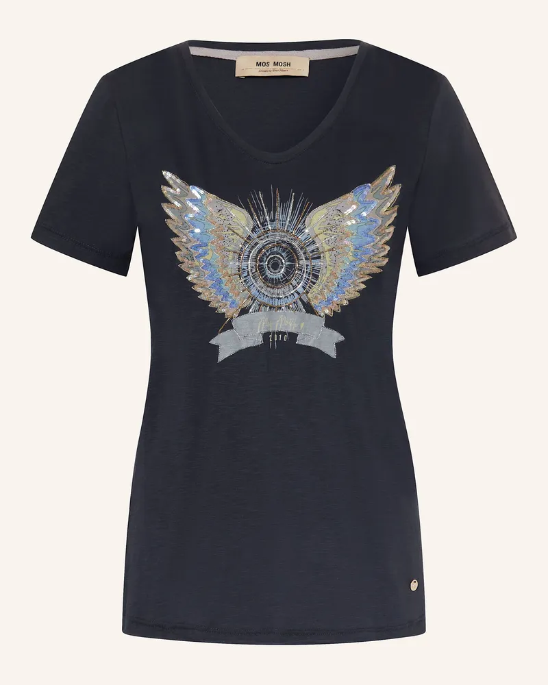 Mos Mosh T-Shirt MMGETHI mit Pailletten Dunkelblau
