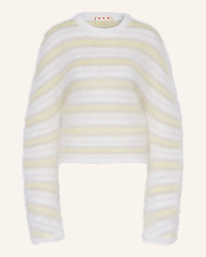 Marni Mohair-Pullover weiss Hellgelb
