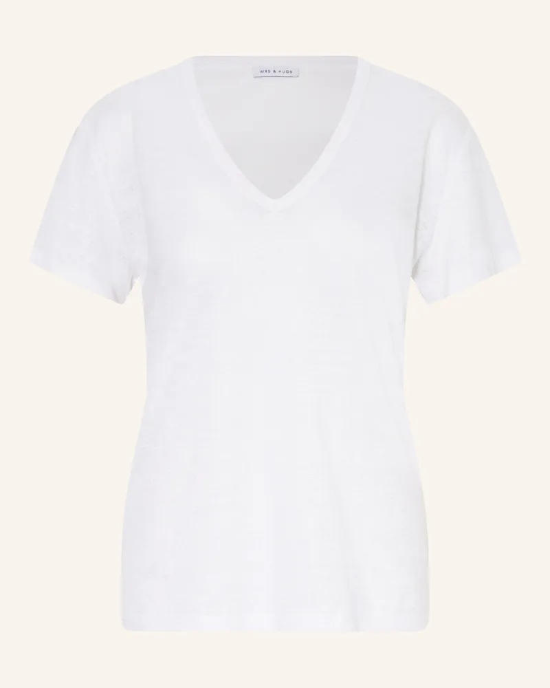 Mrs & HUGS T-Shirt aus Leinen Weiss