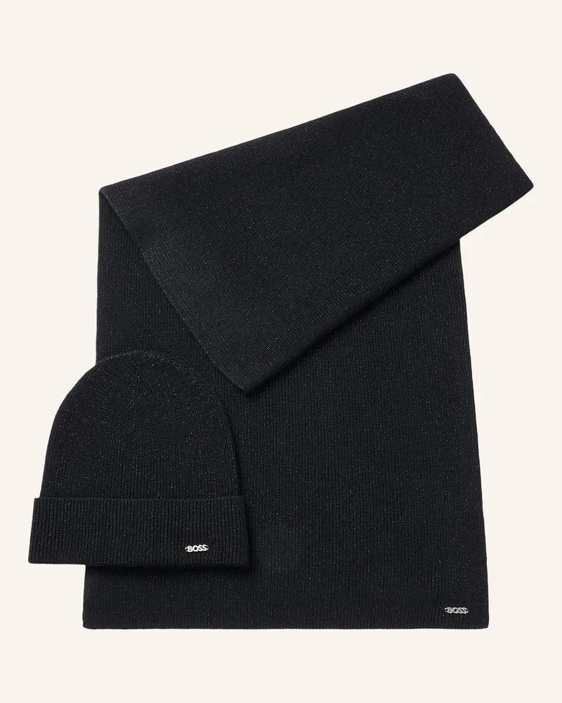 HUGO BOSS Strickschal LINIA_SET Schwarz