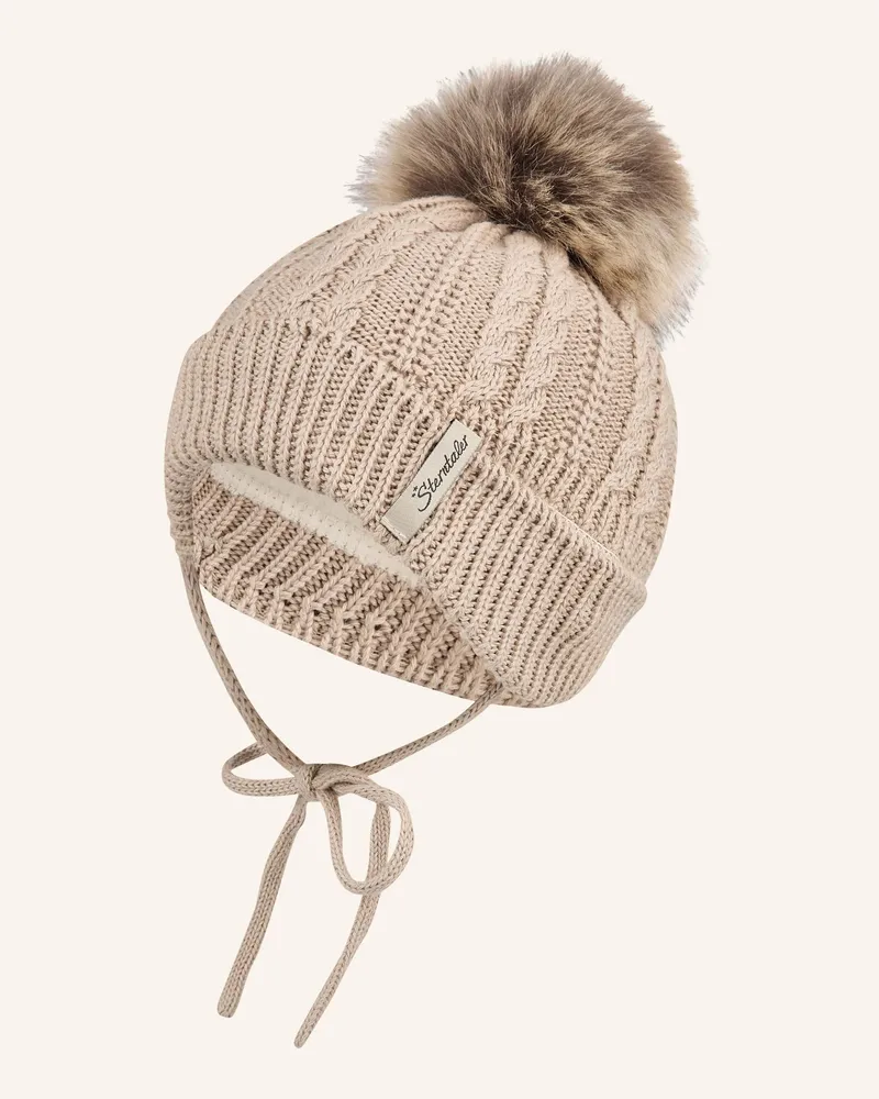 Sterntaler Strickmütze Zopfmuster Beige