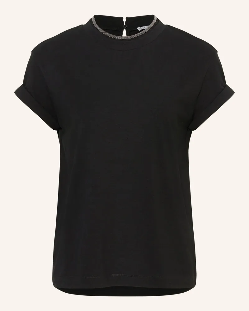 Brunello Cucinelli T-Shirt mit Zierperlen Schwarz
