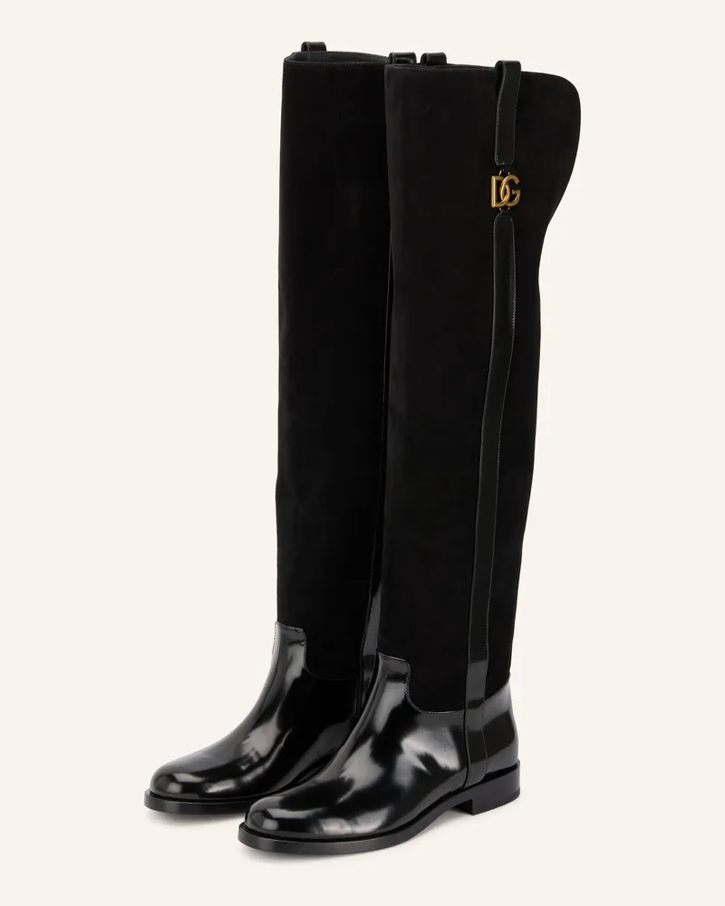 Dolce & Gabbana Overknee-Stiefel schwarz Schwarz