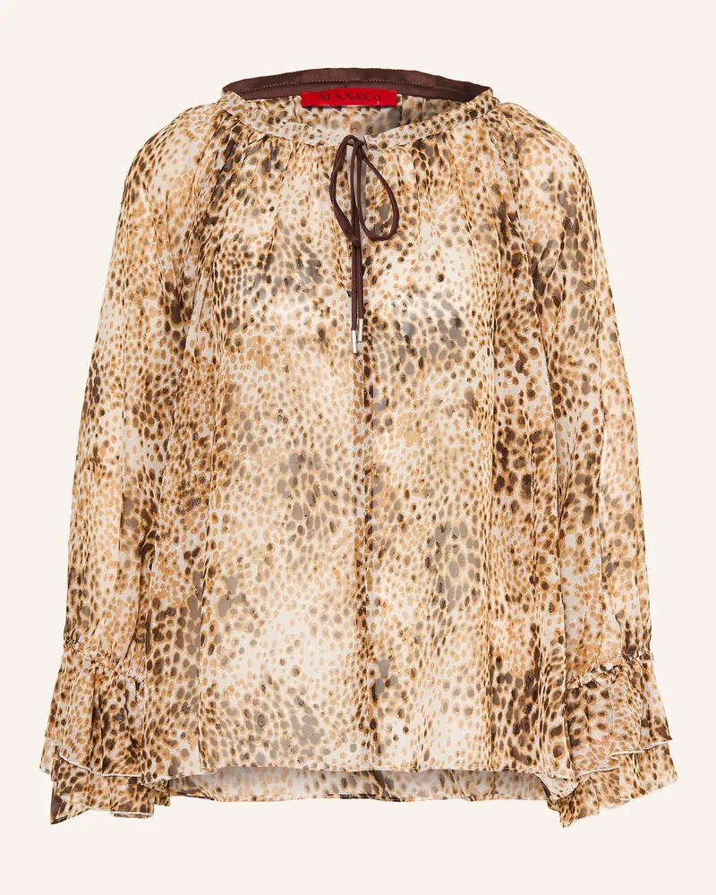 MAX&Co. Blusenshirt Eburnea Mit Glitzergarn Und Rüschen beige Camel