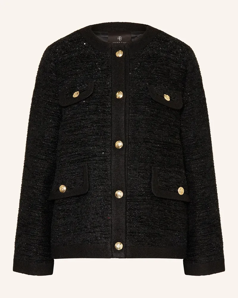 Anine Bing Tweed-Jacke LYDIA mit Glitzergarn Schwarz