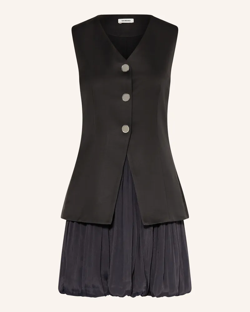 Sandro Kleid im Materialmix Schwarz