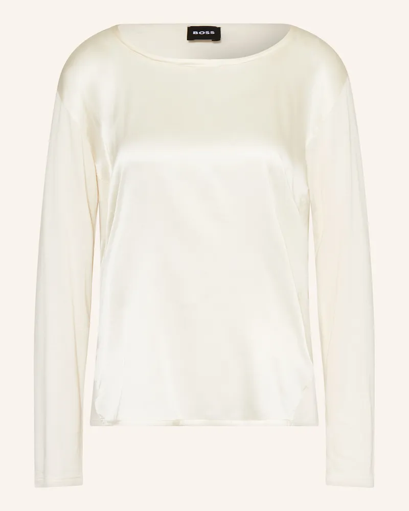HUGO BOSS Longsleeve ESYVA im Materialmix Ecru